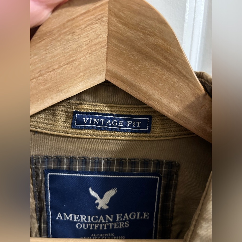 American Eagle Authentic Vintage Fit Long Sleeve Button Up Shirt Jacket Size M - Picture 3 of 8